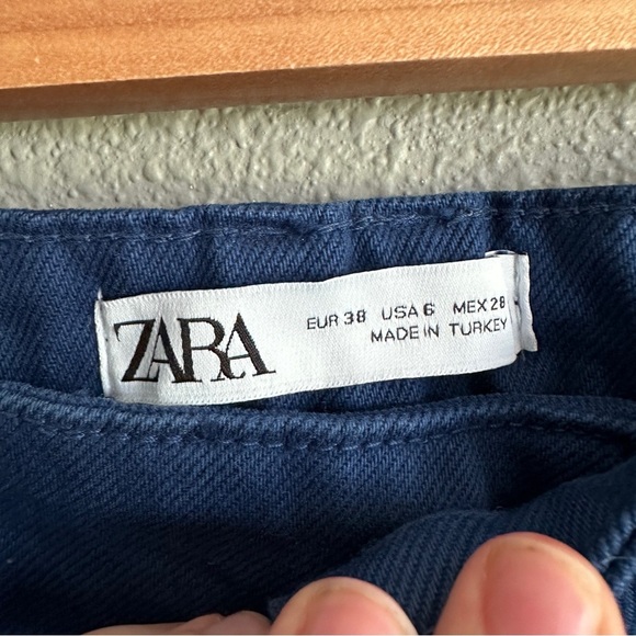 Zara Bright Blue Wide Leg Denim Jeans 6 - Picture 3 of 12